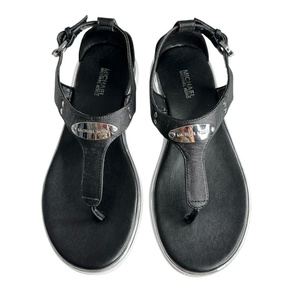 MICHAEL Michael Kors Moderate T Strap Black Sandals US 6M‎